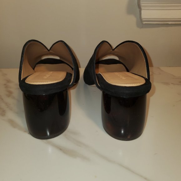 Dear Frances Ayr Mule Sandals Black Curved Tortoise Plexiglass Italian heels - Picture 8 of 9